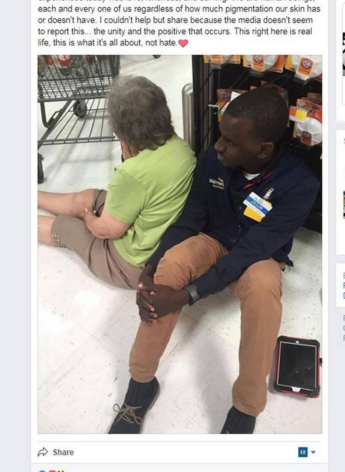 Evans, Ga. Walmart employee helping elderly woman goes viral on social